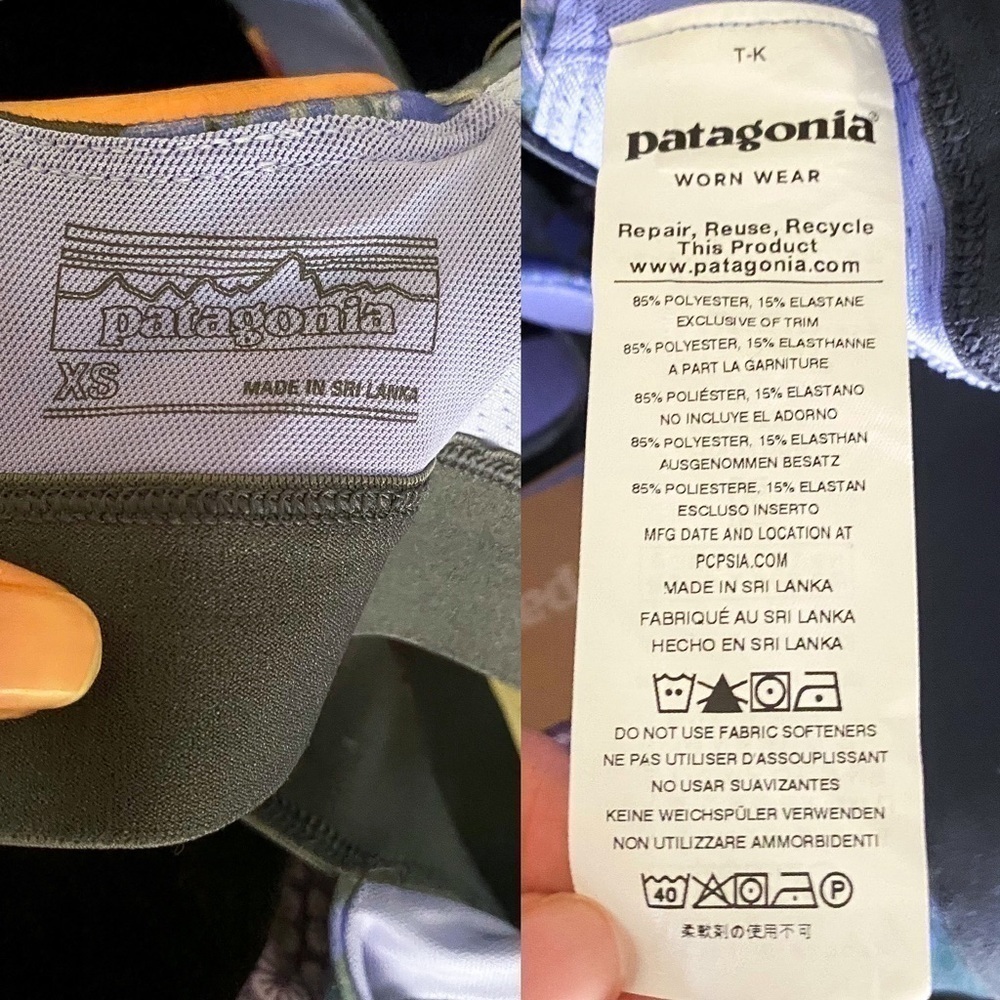 Patagonia Sportsbra Switchback Padded Abstract Jungle Smolder Blue XS NWT - Picture 3 of 8